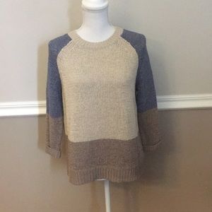 360 soft color block  stretch sweater